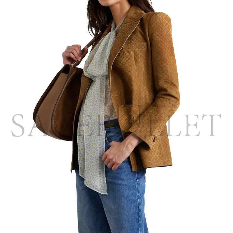 Gvc*1 double-breasted suede blazer with horsebit detail 815833